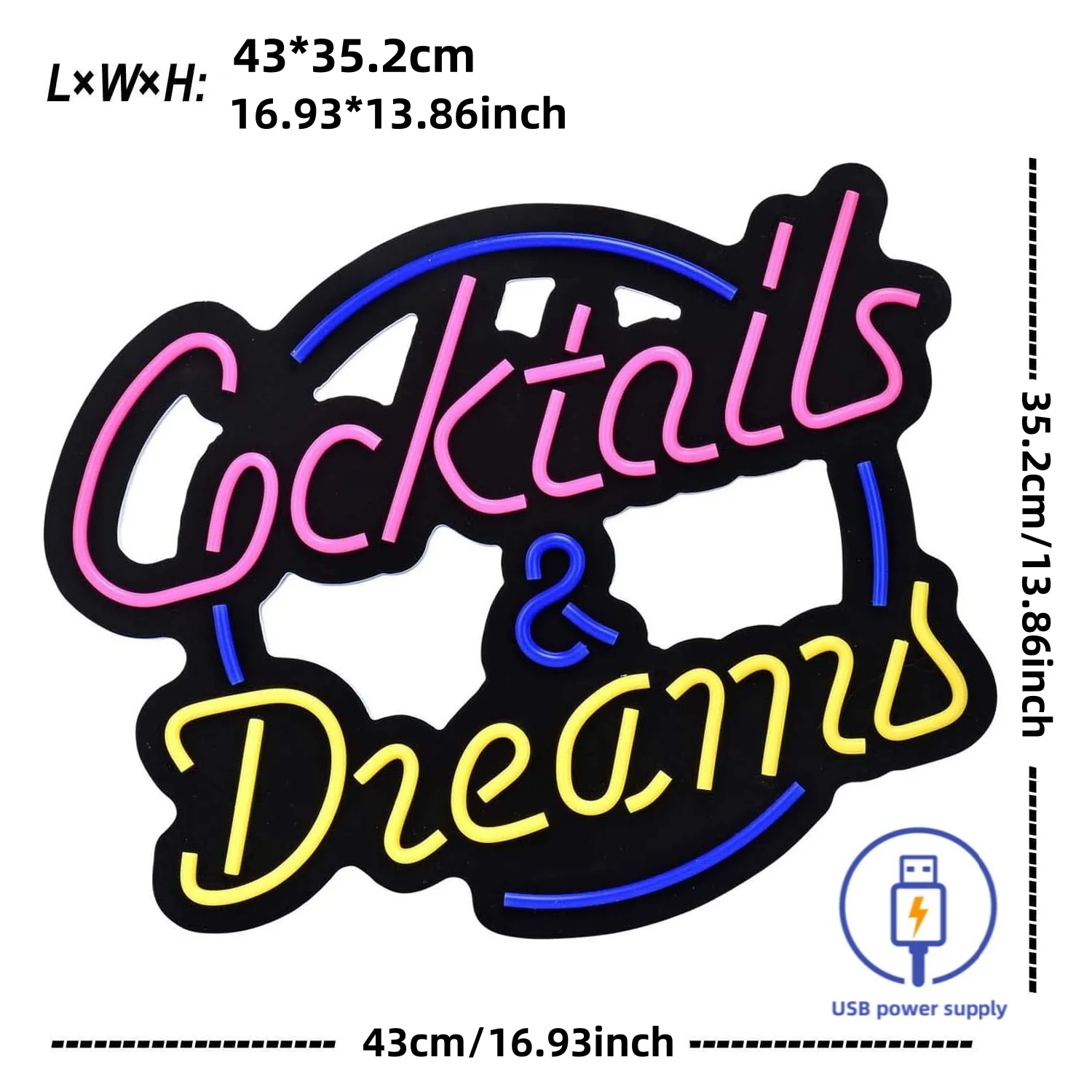 Cocktails & Dreams Neon Sign Light - Image 6
