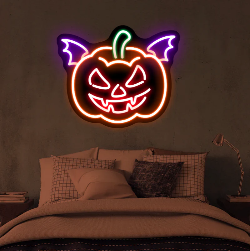 Devil Pumpkin LED Neon Sign Light - Image 2