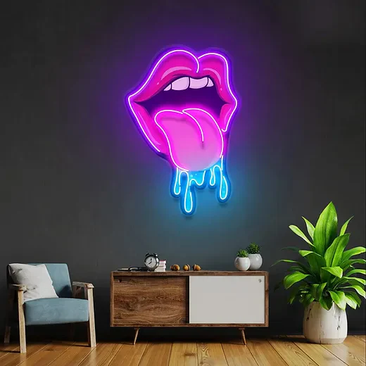 Dripping Lips UV LED Neon Sign - Image 2