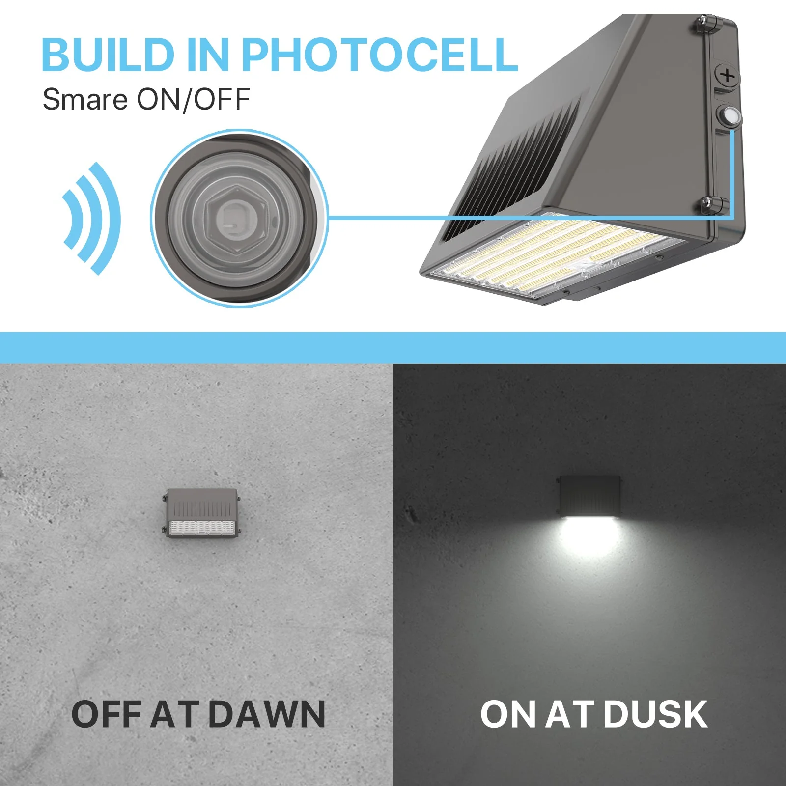 Full Cutoff Wall Pack Lights - WPD Series with Photocell,9450lumens, Selectable Wattage & CCT, AC 120-277V - Image 3