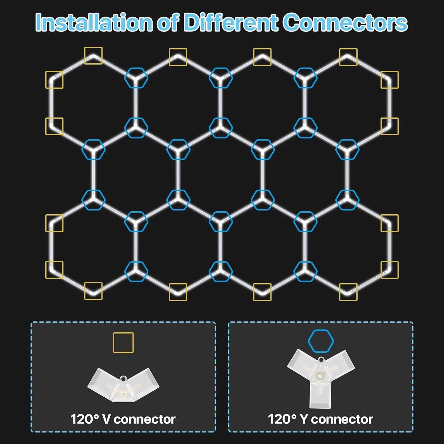 Hyperlite 120° V Connector Hexagon LED Lights Connectors Gen 2 Hexagon LED Lights - Image 4