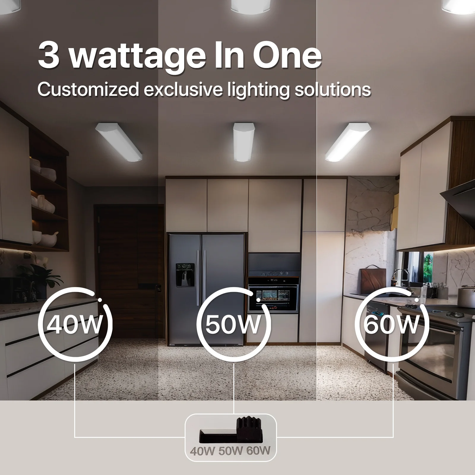 Hyperlite 4FT LED Wraparound Light, 6600lumens, 5000K, Selectable Wattage, AC 120V - Image 3