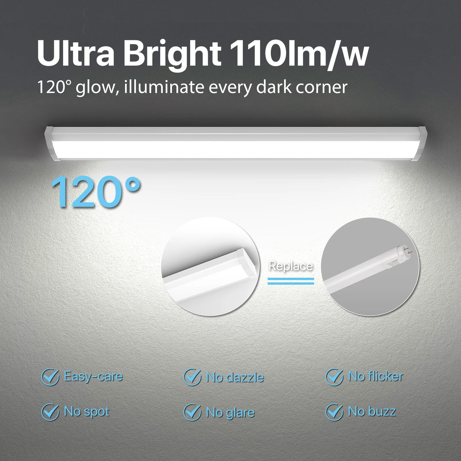 Hyperlite 4FT LED Wraparound Light, 6600lumens, 5000K, Selectable Wattage, AC 120V - Image 4