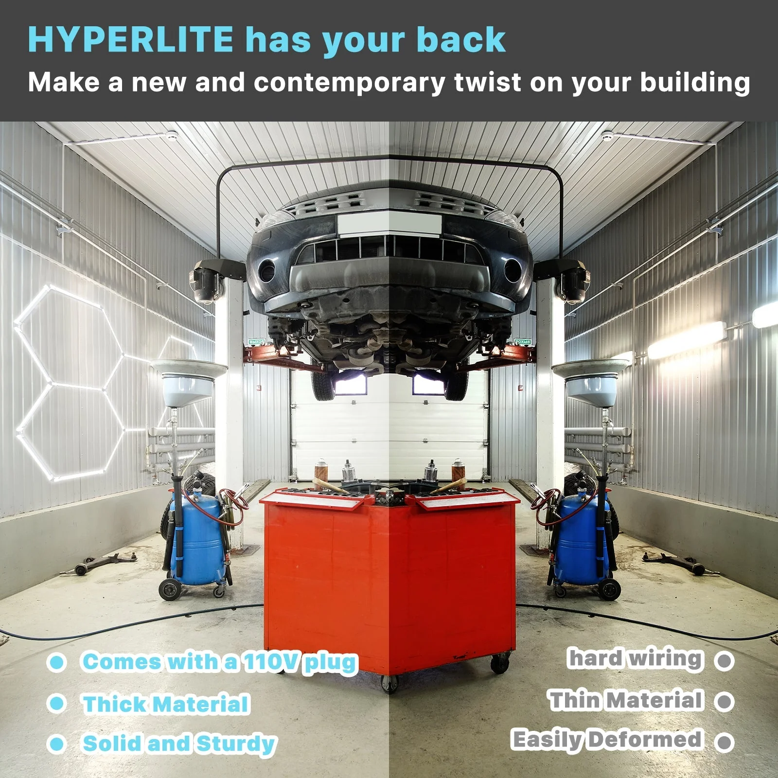 Hyperlite Hexagon Garage Lights Gen 2 - 3 Grid (5.1 x 5.0 ft) - Image 4
