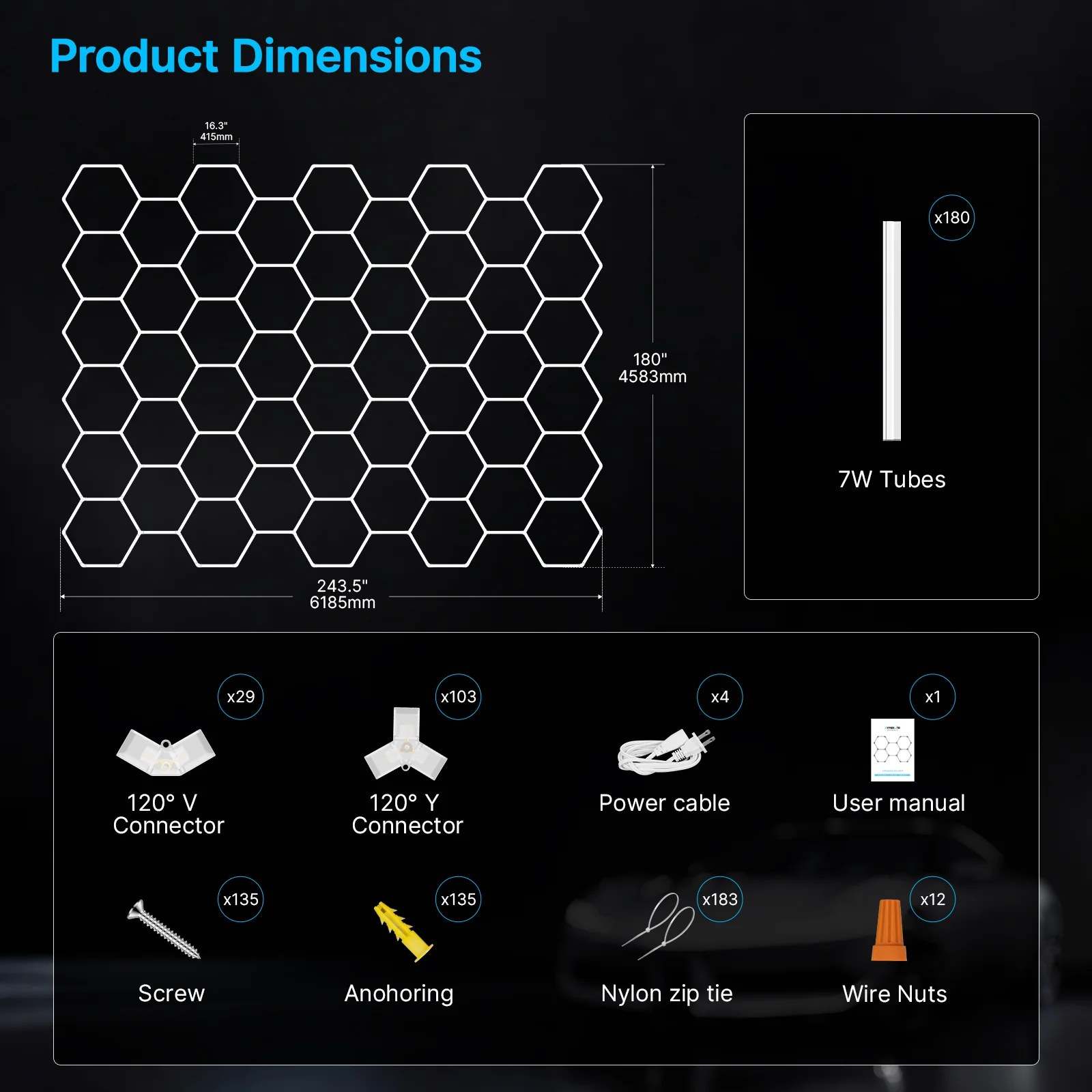 Hyperlite Hexagon Garage Lights Gen 2 - 50 Grid (20.3 x 15.0 ft) - Image 3