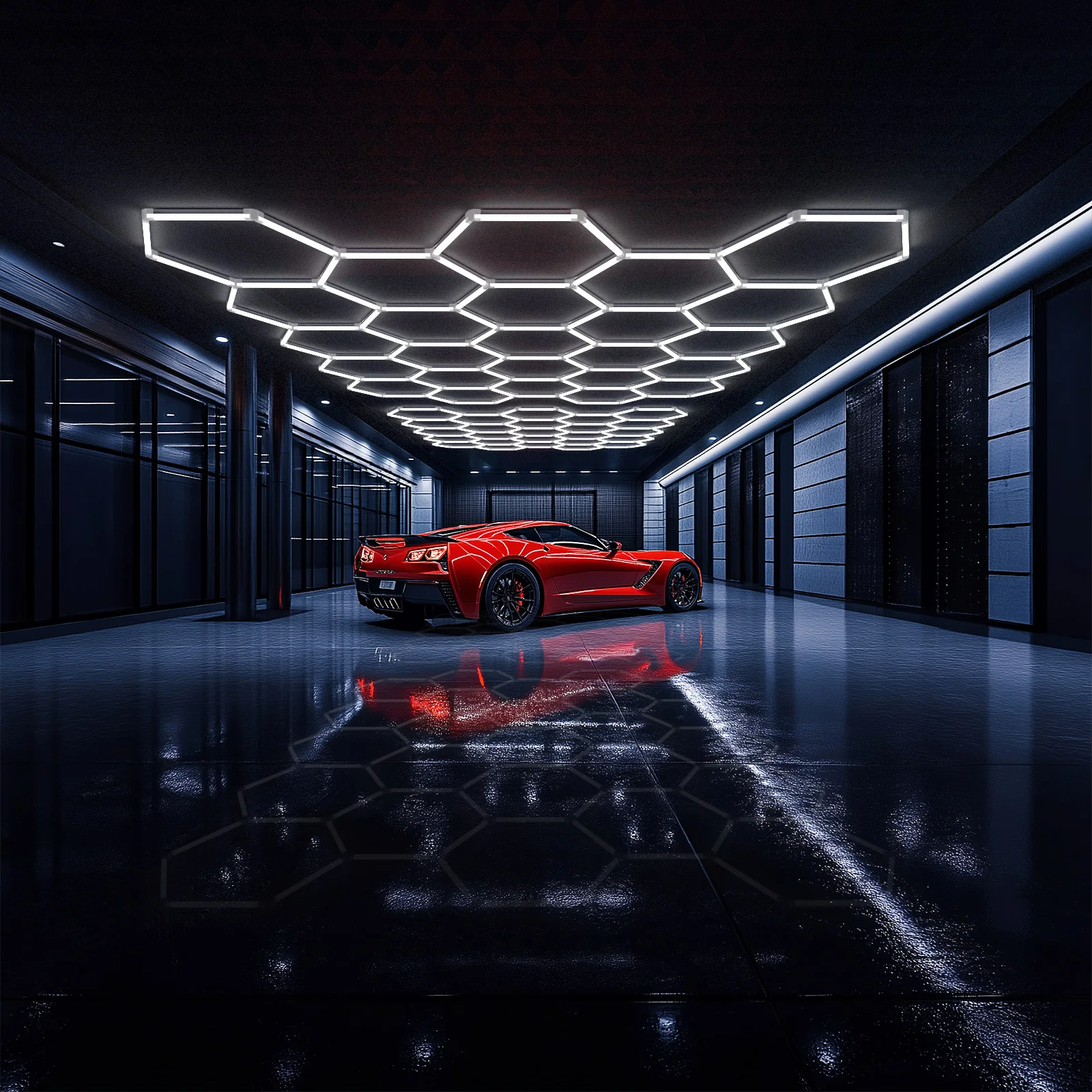 Hyperlite Hexagon Garage Lights Gen 2 - 25 Grid (13.8 x 11.7 ft) - Image 3