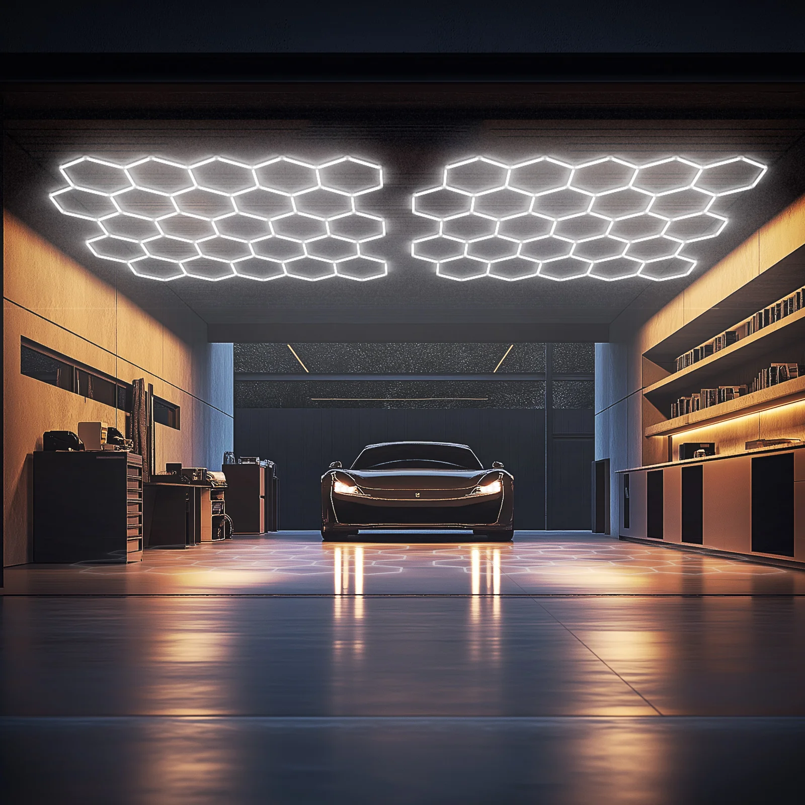 Hyperlite Hexagon Garage Lights Gen 2 - 25 Grid (13.8 x 11.7 ft) - Image 4
