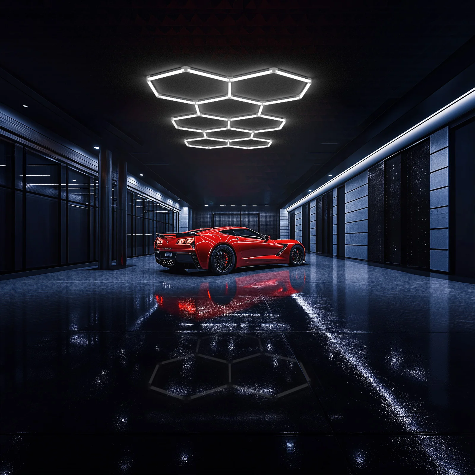 Hyperlite Hexagon Garage Lights Gen 2 - 8 Grid (11.6 x 5.1 ft) Long - Image 3