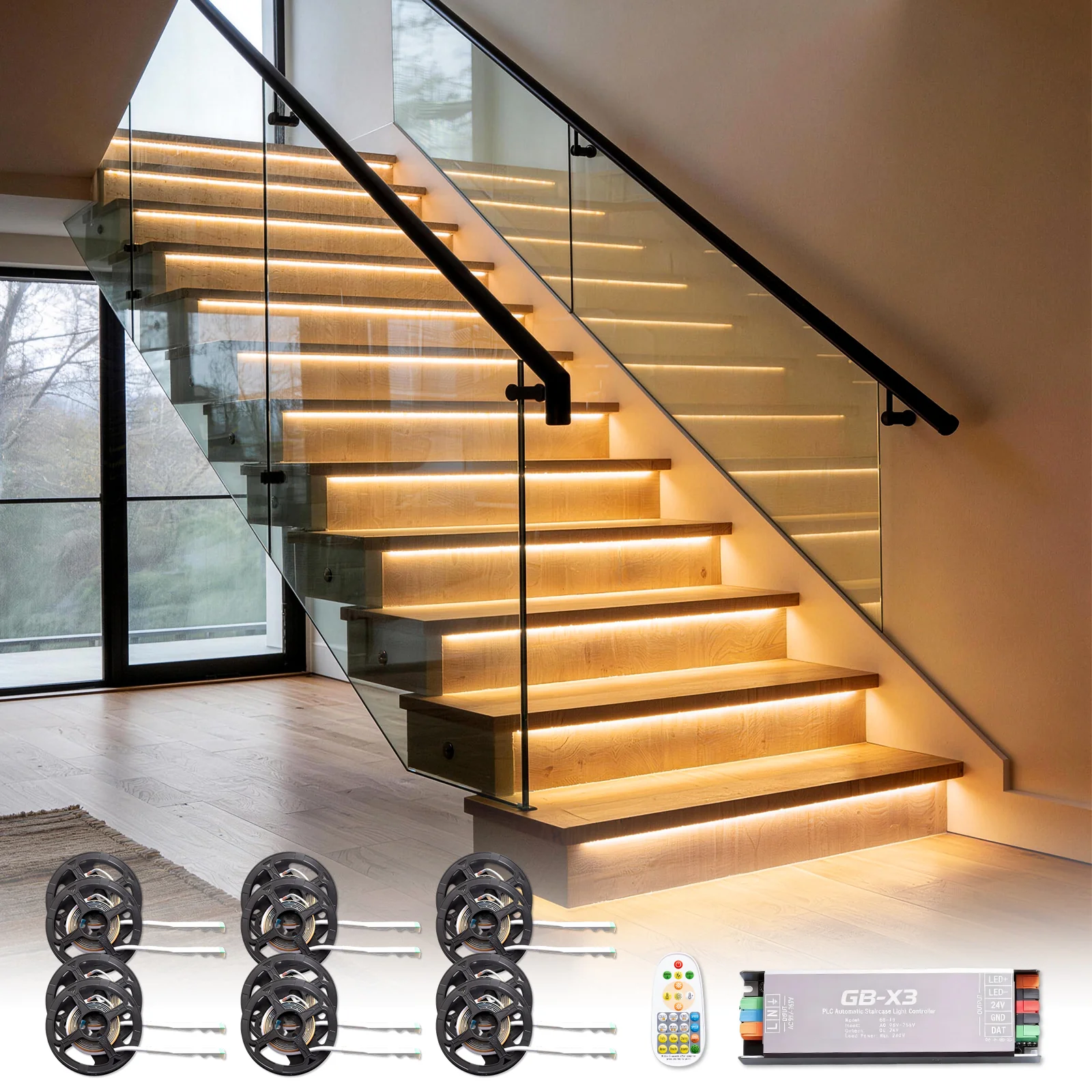 Hyperlite Intelligent Motion Sensor Stair Light Kit, 3000K, AC 100-240V - Image 10