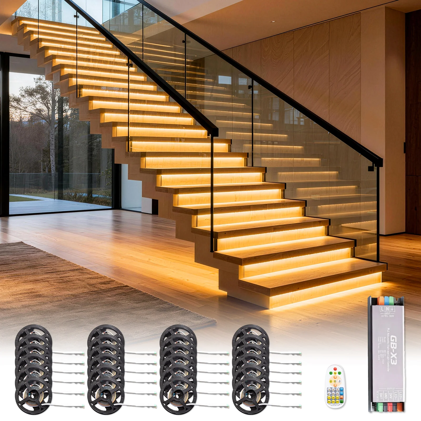 Hyperlite Intelligent Motion Sensor Stair Light Kit, 3000K, AC 100-240V - Image 12