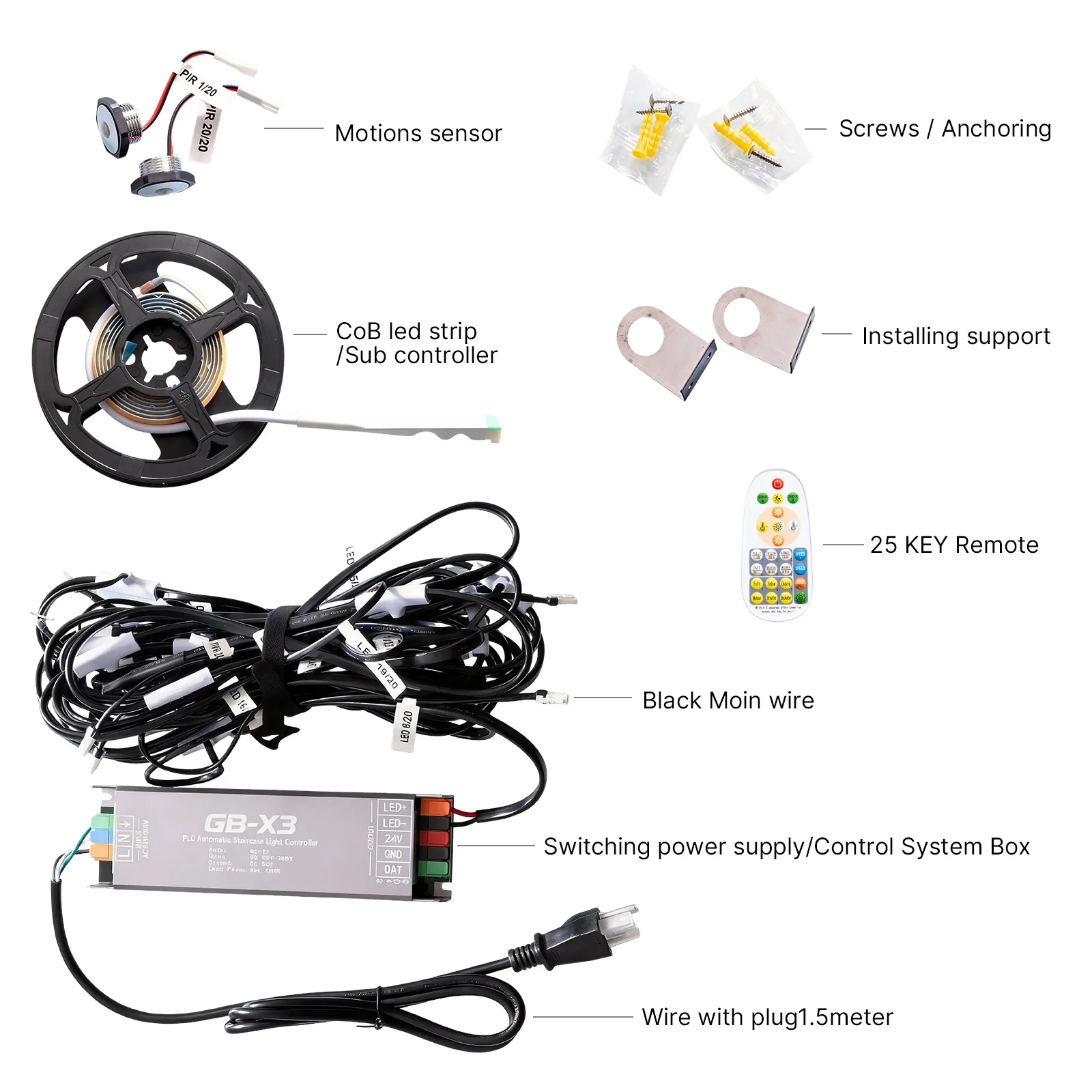 Hyperlite Intelligent Motion Sensor Stair Light Kit, 3000K, AC 100-240V - Image 5