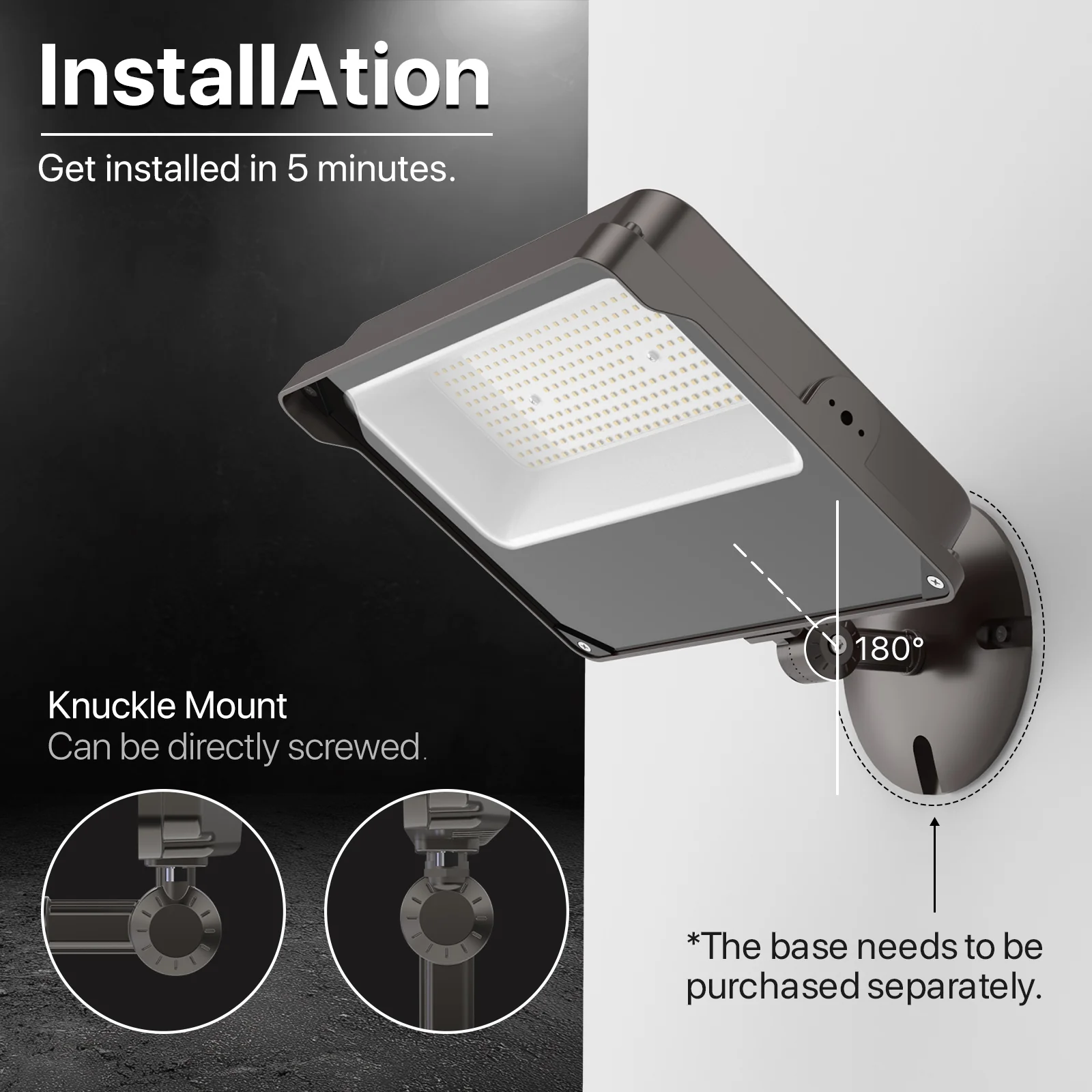 Hyperlite Led Flood Light - Mars Series (Kuncle Mount), 11000lm, 5000K, AC 120V, Optional Dusk-to-Dawn, Without Junction Box - Image 4