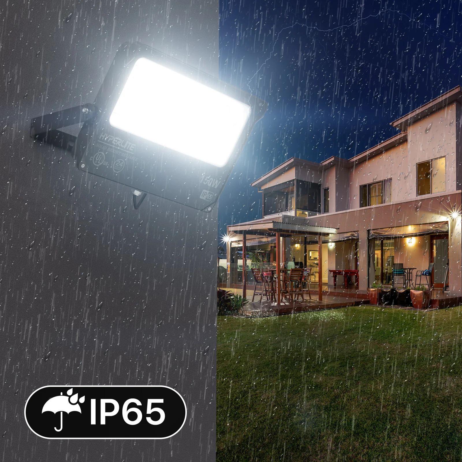 Hyperlite Led Flood Light with Photocell  - Mars Series 2 Pack (U Bracket) - 18000lumens, 5000K, AC 120V Only - Image 7