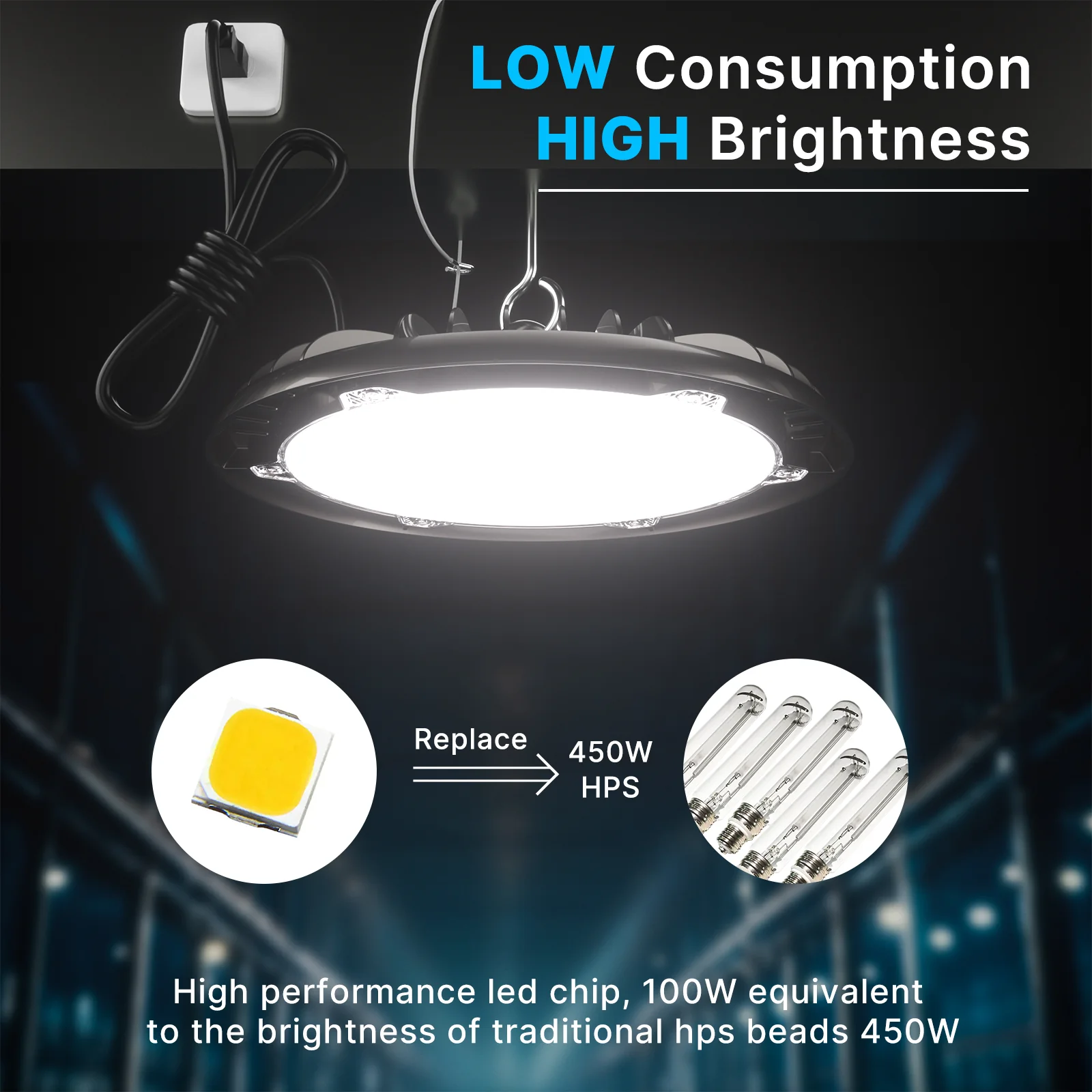 Hyperlite LED High Bay Light - BP Series, 26000lumens, 5000K, 120V ONLY - Image 3