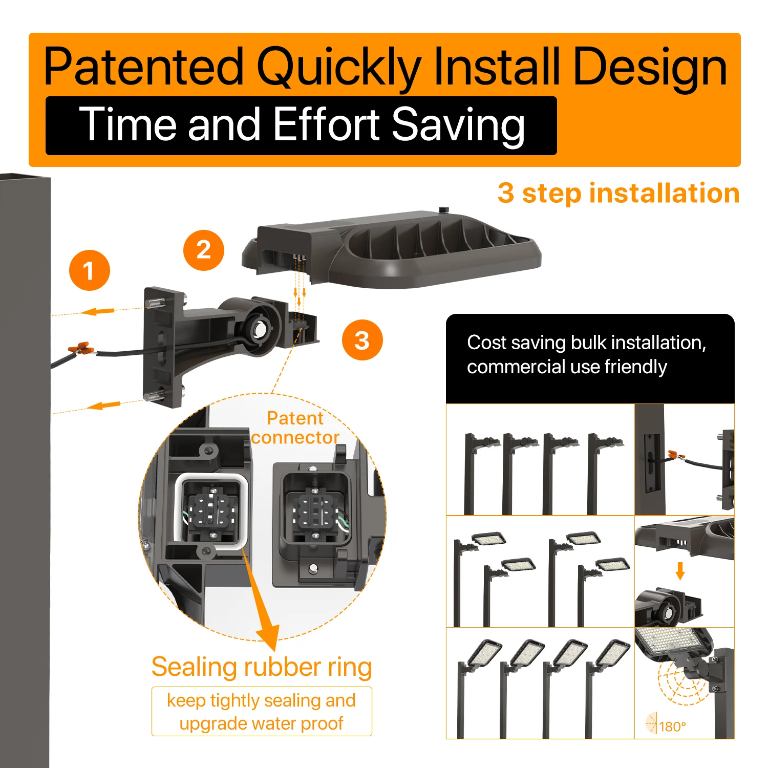 LED Parking Lot Light - Cobra Series, 30000lumens, 5000K, 100-277V, Dusk to Dawn - Image 2