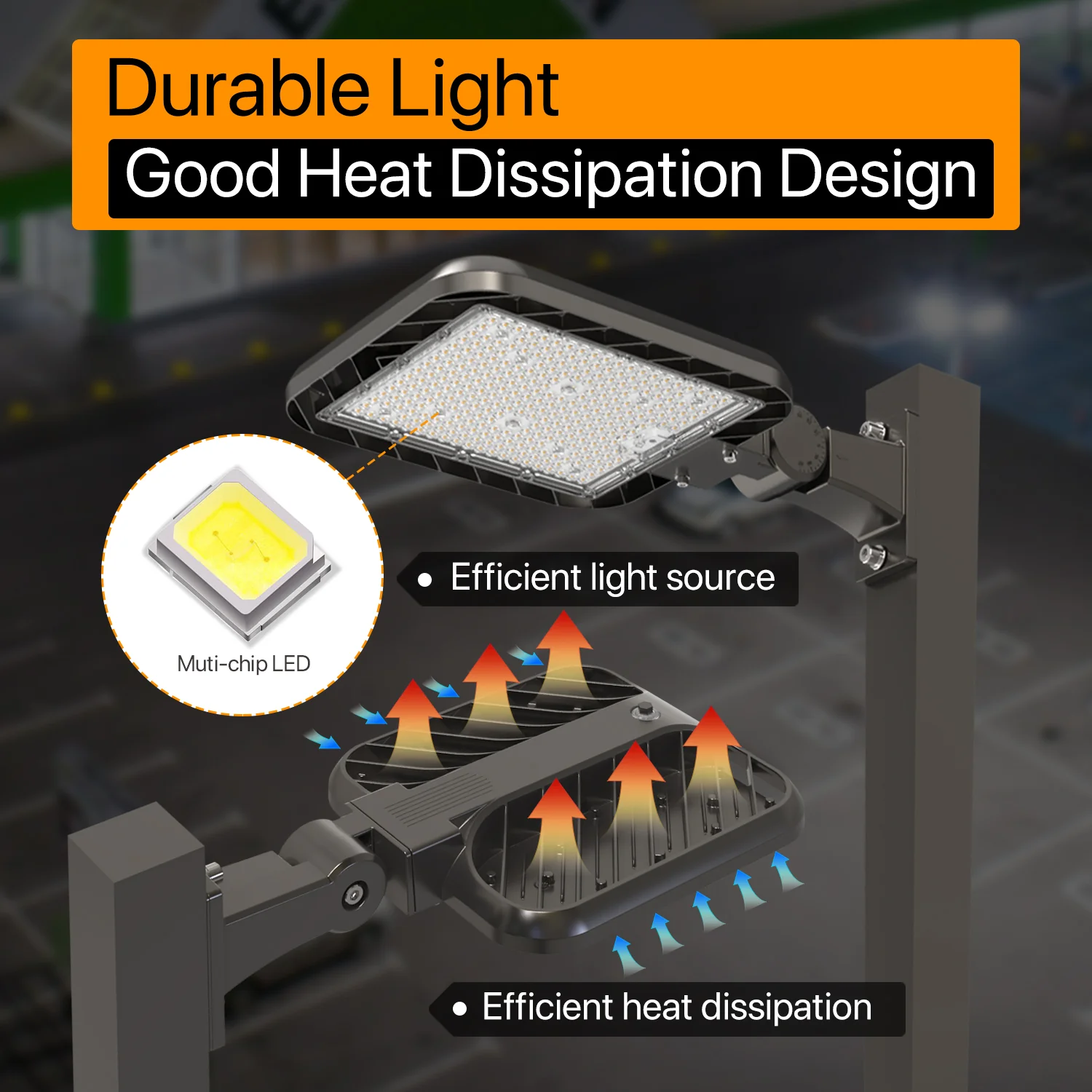LED Parking Lot Light - Cobra Series, 30000lumens, 5000K, 100-277V, Dusk to Dawn - Image 3
