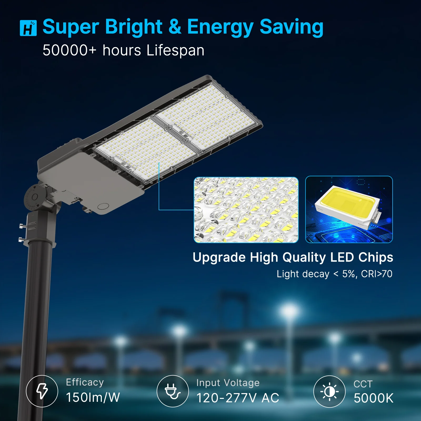 Hyperlite LED Parking Lot Light - Zeus Series, 56000lumens, 5000K, 120-277V, Dusk to Dawn - Image 3