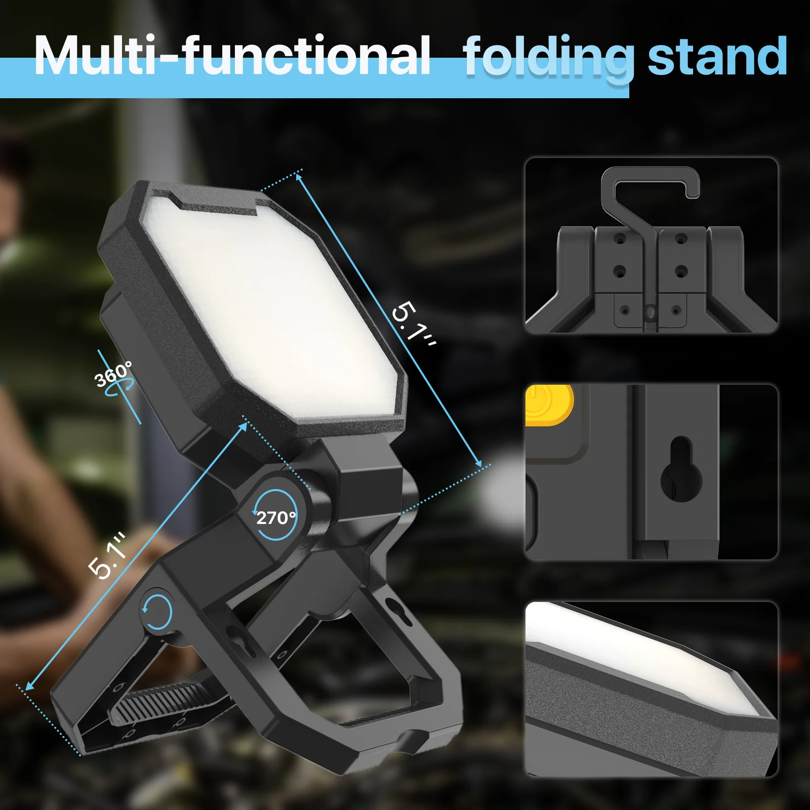 Hyperlite Rechargeable Work Light, 2000lumens, 6500K, 4000mAH Battery - Image 4