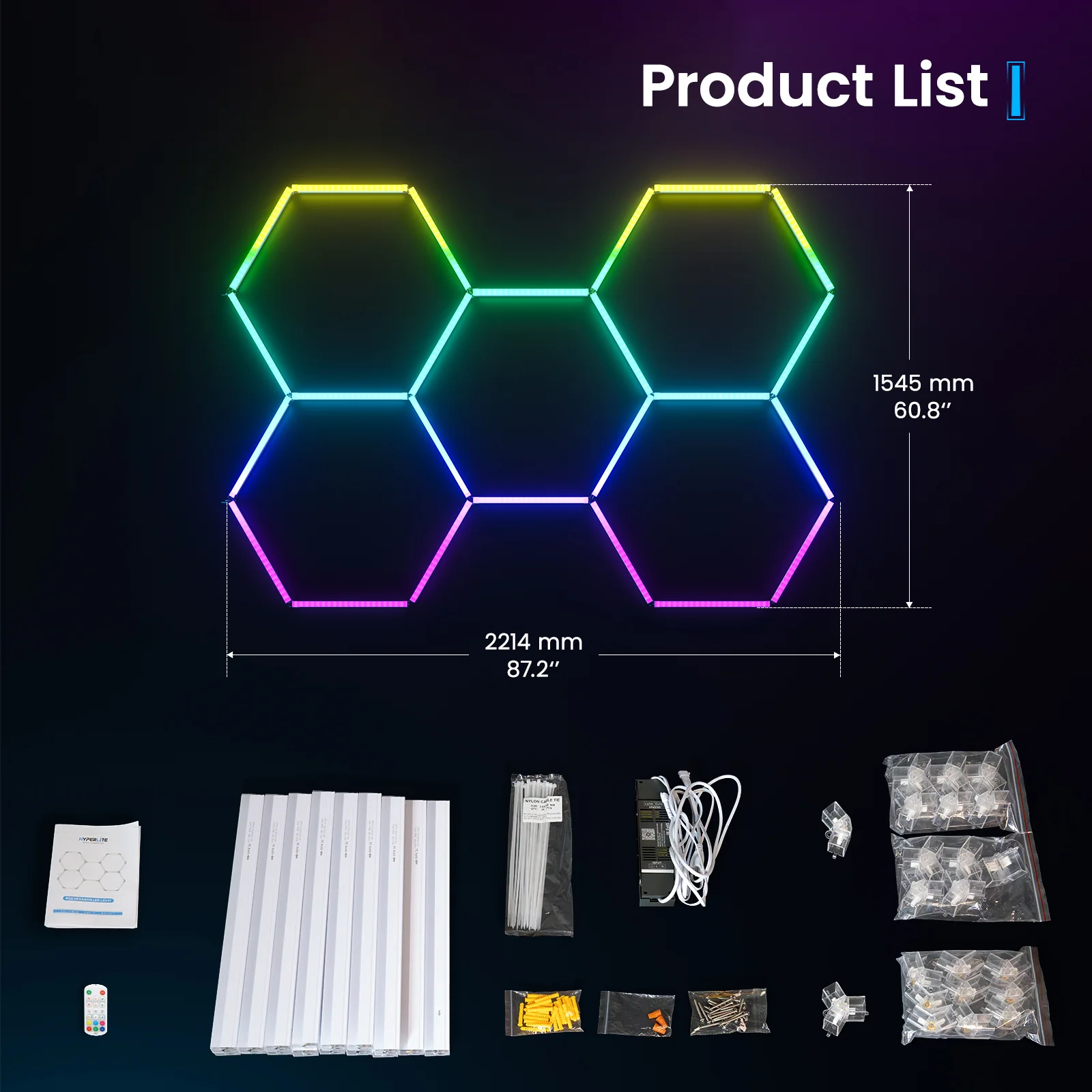 Hyperlite RGB Gradient Hexagon Garage Lights Gen Ⅲ - 5 Grid (7.3 x 5.1 ft) - Image 9