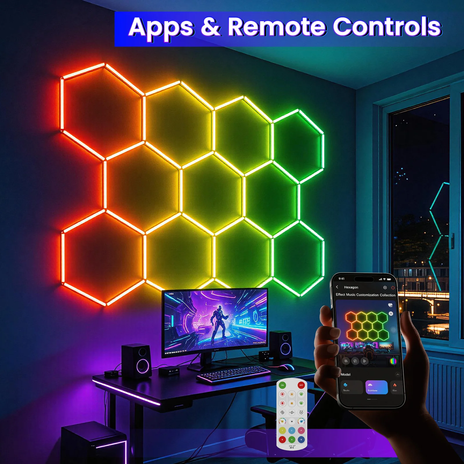 Hyperlite RGB Gradient Hexagon Garage Lights Gen IV - 11 Grid (10.0 x 7.3 ft) - Image 3