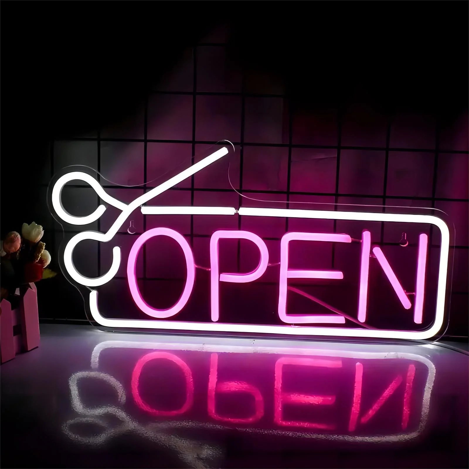Open With Scissors Neon Sign Light