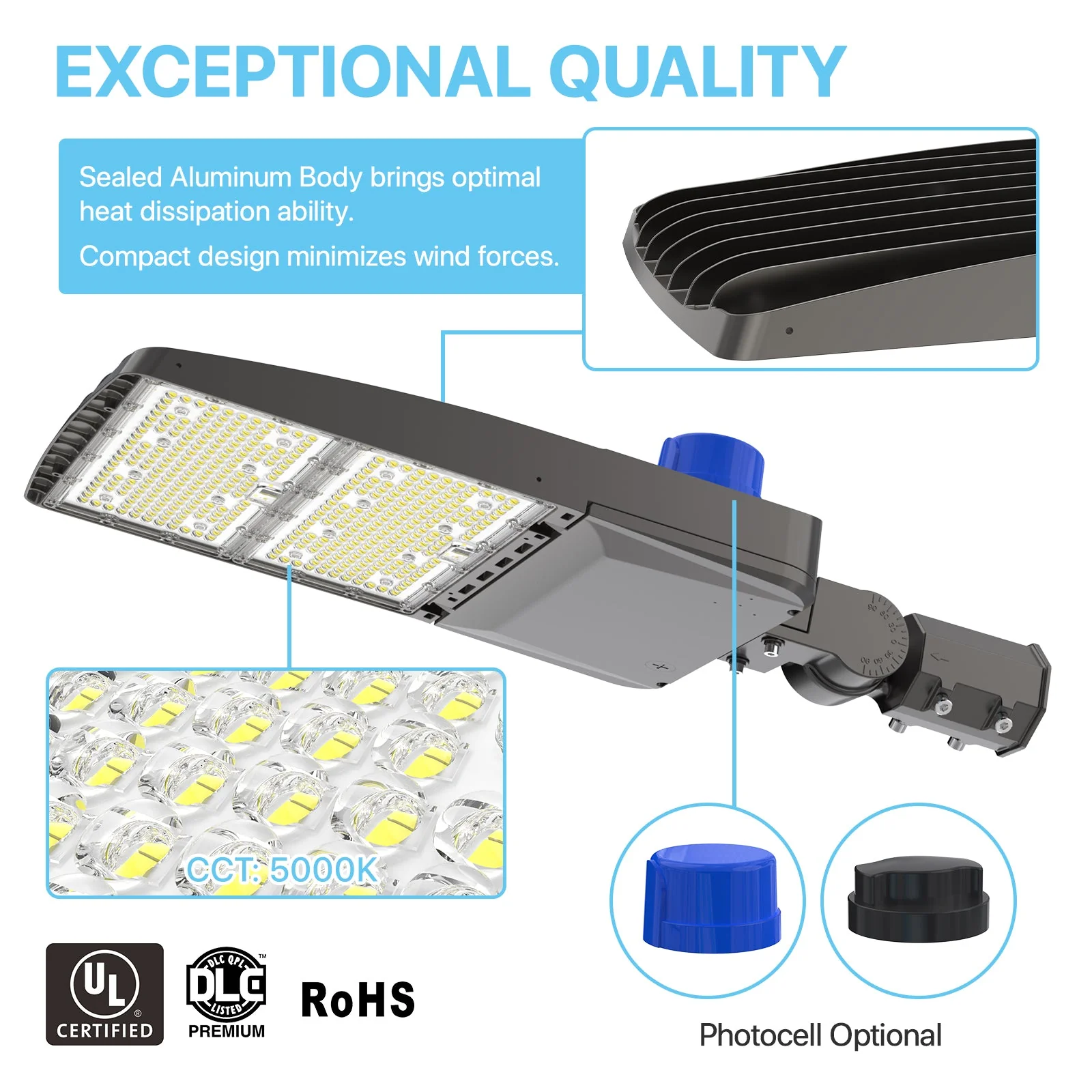 Parking Lot Light - XALH Series With Shortcap, 22950lumens, CCT& Wattage Selectable, AC 277V-480V - Image 3