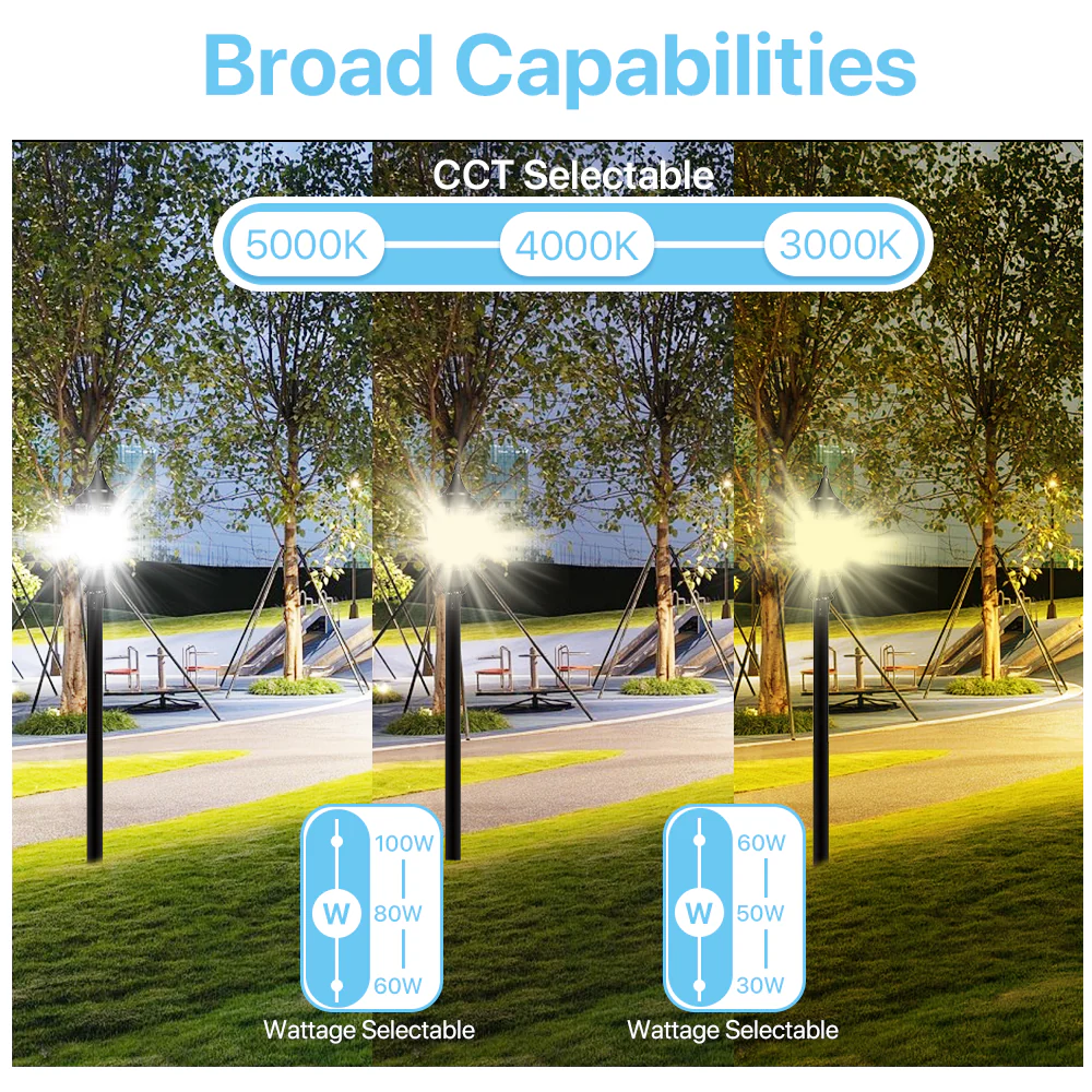 Post Top Light -TPG7 Series, 7200lumens, CCT & Power Selectable, AC 120-277V - Image 3