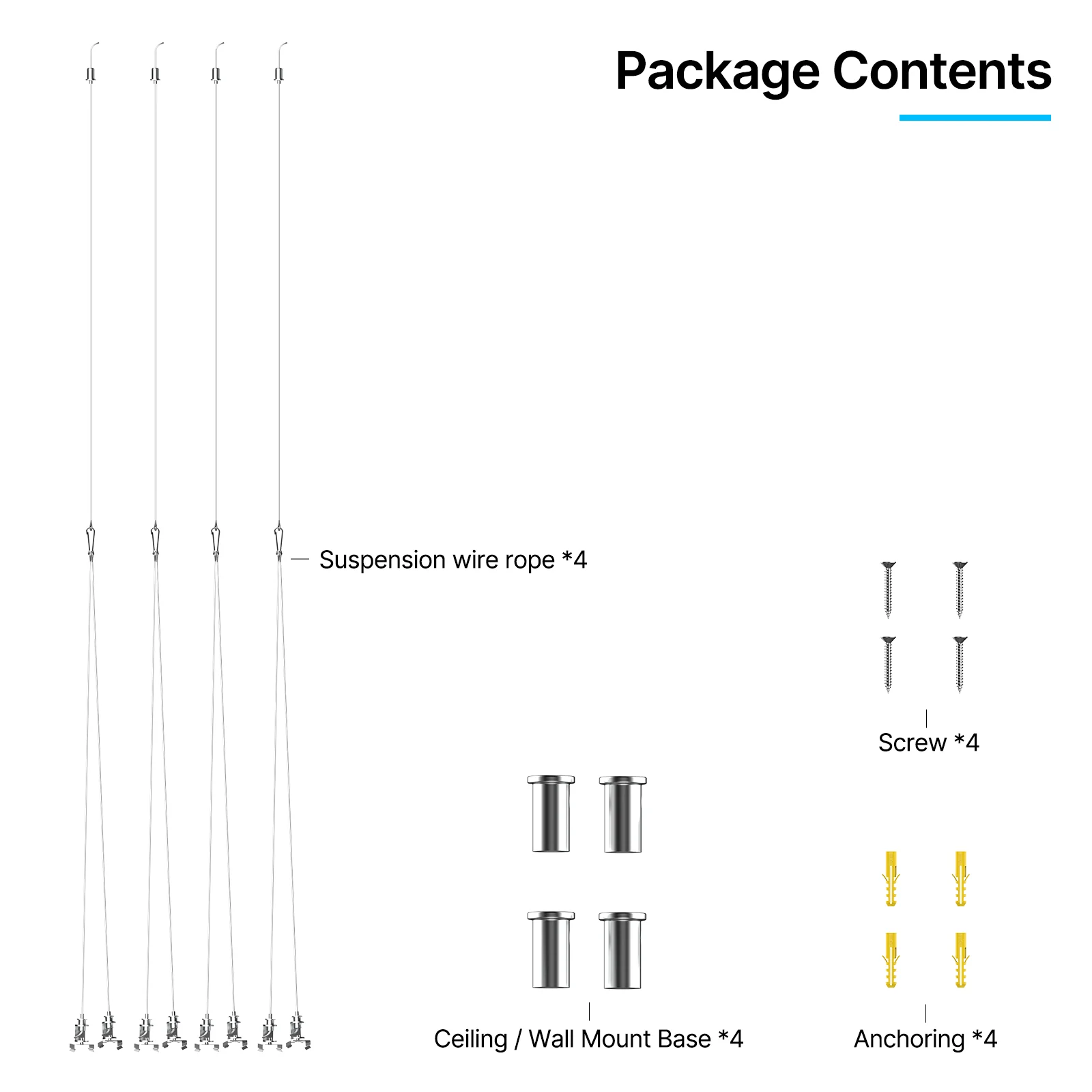 Suspension Kit for Hexagon LED Light, 4Pcs/Set - Image 4