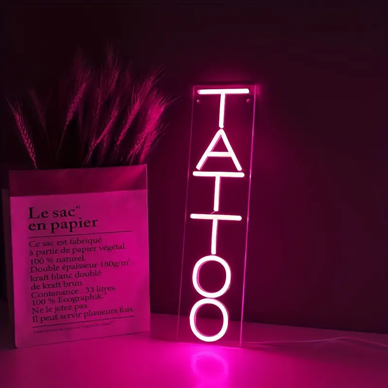 TATTOO Pink LED Neon Sign Light - Image 2