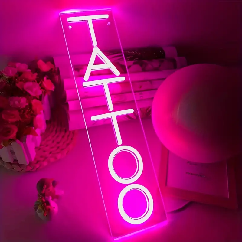 TATTOO Pink LED Neon Sign Light - Image 6