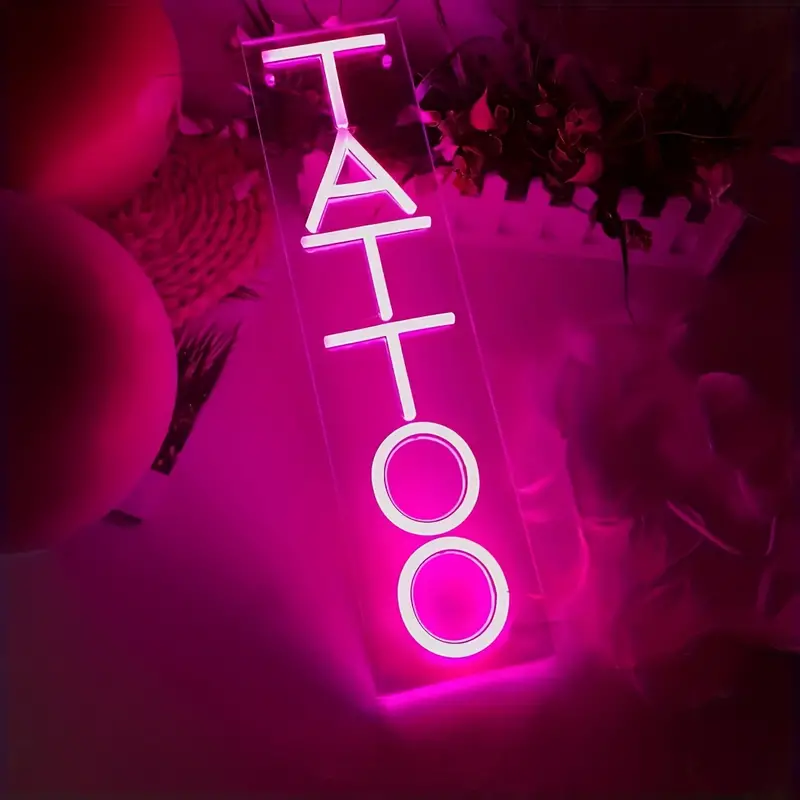 TATTOO Pink LED Neon Sign Light - Image 7