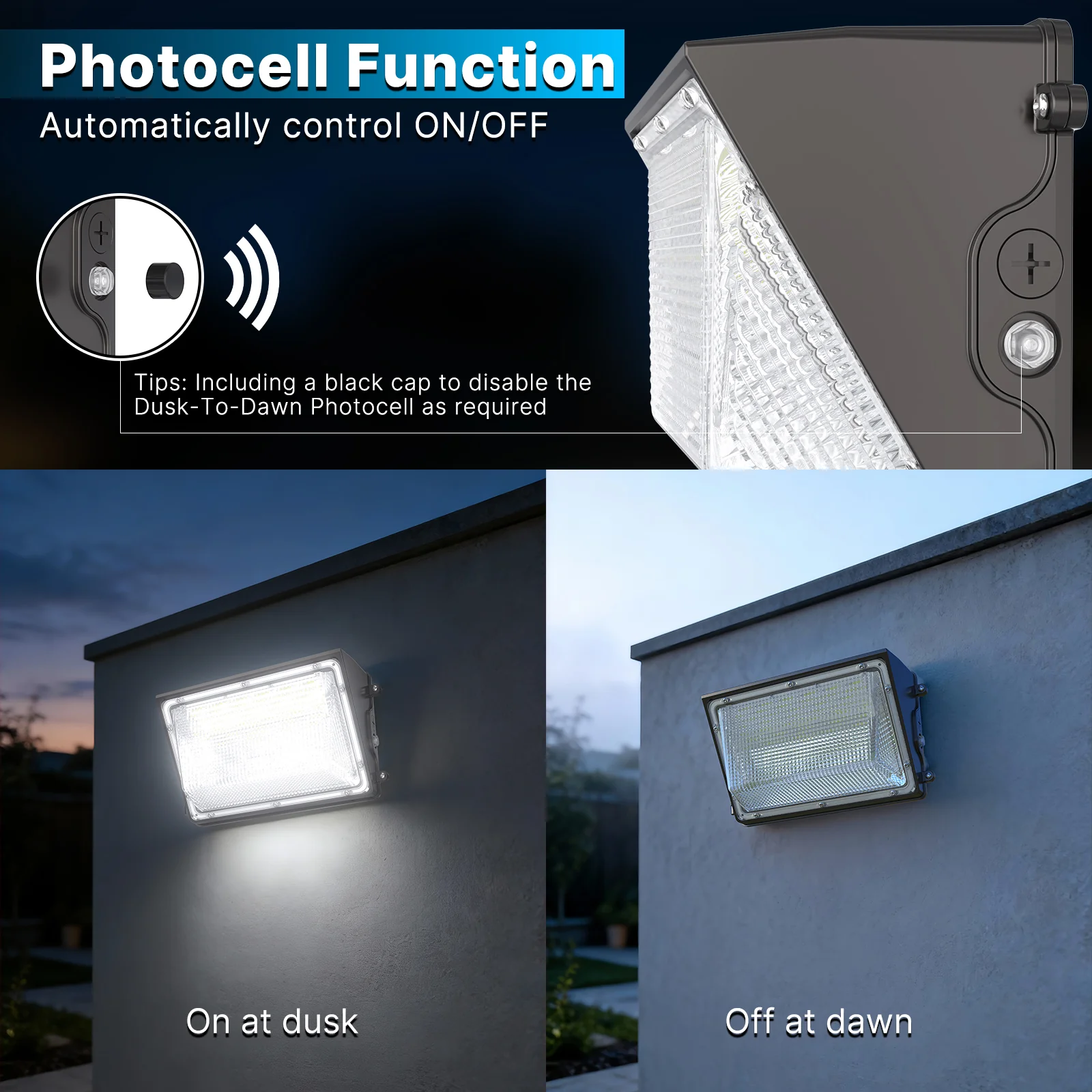 Wall Pack Light with Photocell, 18000lumens, 5000K, AC 120V - Image 3