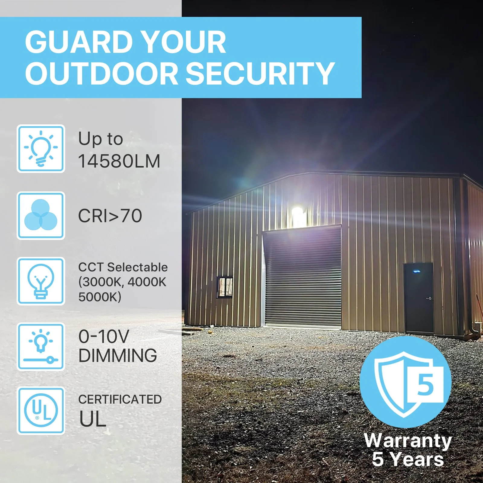 Wall Pack Lights - WPC Series, 8190lumens, Wattage & CCT Selectable, AC120-277V,with Photocell - Image 3