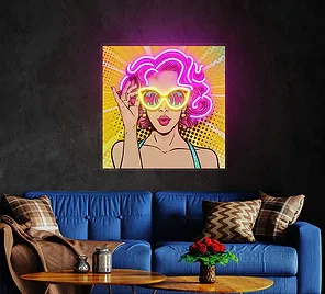 Wow Lady Artwork UV Printed LED Neon Sign - Image 2
